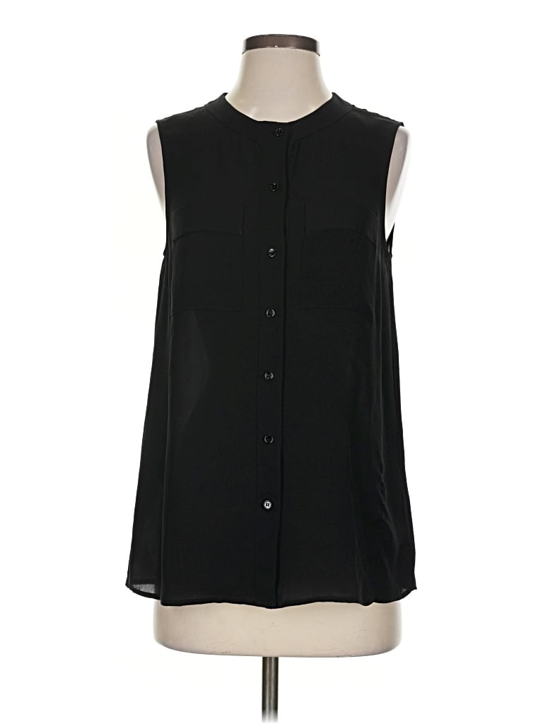 Pre-owned Theory Sleeveless Button Down Shirt In Black
