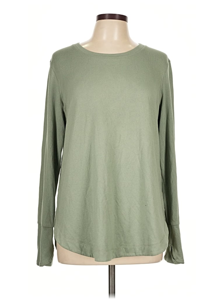Pre-owned Member's Mark Long Sleeve Top Green Crew Neck Tops