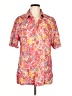 One World 100% Cotton Tropical Pink Short Sleeve Blouse Size L - photo 1