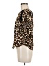 Timing 100% Polyester Animal Print Brown Short Sleeve Blouse Size M - photo 5