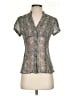 Express Design Studio 100% Silk Gray Short Sleeve Silk Top Size S - photo 1