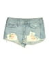 Express 100% Cotton Hearts Blue Denim Shorts Size 00 - photo 1