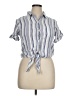 Japna Stripes Blue Short Sleeve Blouse Size XL - photo 1