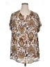 DR2 100% Polyester Paisley Brown Short Sleeve Blouse Size 1X - photo 1