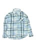 Justice 100% Recycled Polyester Plaid Blue Long Sleeve Button-Down Shirt Size M (kids) - photo 1