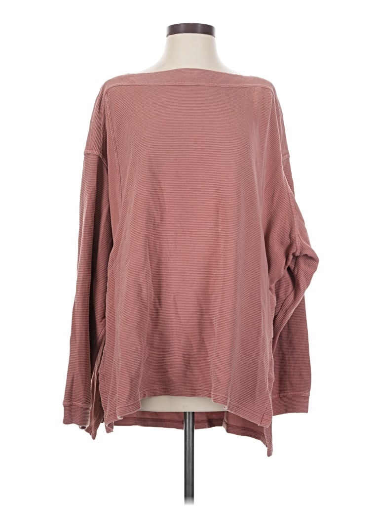 Pre-owned Fp Movement Long Sleeve Top Burgundy Boatneck Tops