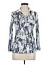 David Cline Print Silver Long Sleeve Blouse Size M - photo 1
