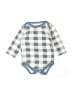 Hb 100% Cotton Checkered-gingham Blue Long Sleeve Onesie Size 0-3 mo - photo 1