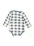 Hb 100% Cotton Checkered-gingham Blue Long Sleeve Onesie Size 0-3 mo - photo 2