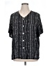 Requirements 100% Rayon Stripes Black Short Sleeve Blouse Size 1X - photo 1