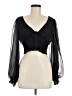 Peach Black 3/4 Sleeve Blouse Size M - photo 1