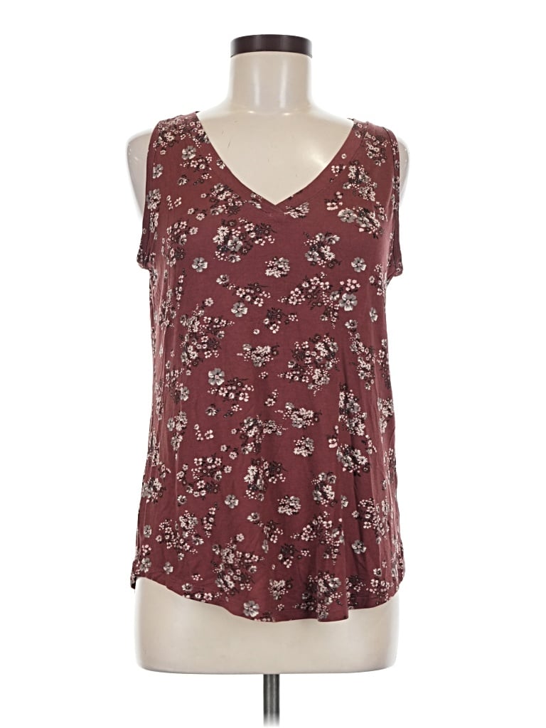 Pre-owned 24/7 Maurices Tank Top Burgundy Plunge Neckline Tops