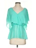 Venus 100% Polyester Teal Short Sleeve Blouse Size 4 - photo 1