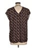 DR2 100% Polyester Brown Short Sleeve Blouse Size L - photo 2
