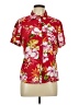 Basic Editions 100% Rayon Floral Red Short Sleeve Blouse Size L - photo 1
