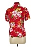 Basic Editions 100% Rayon Floral Red Short Sleeve Blouse Size L - photo 2
