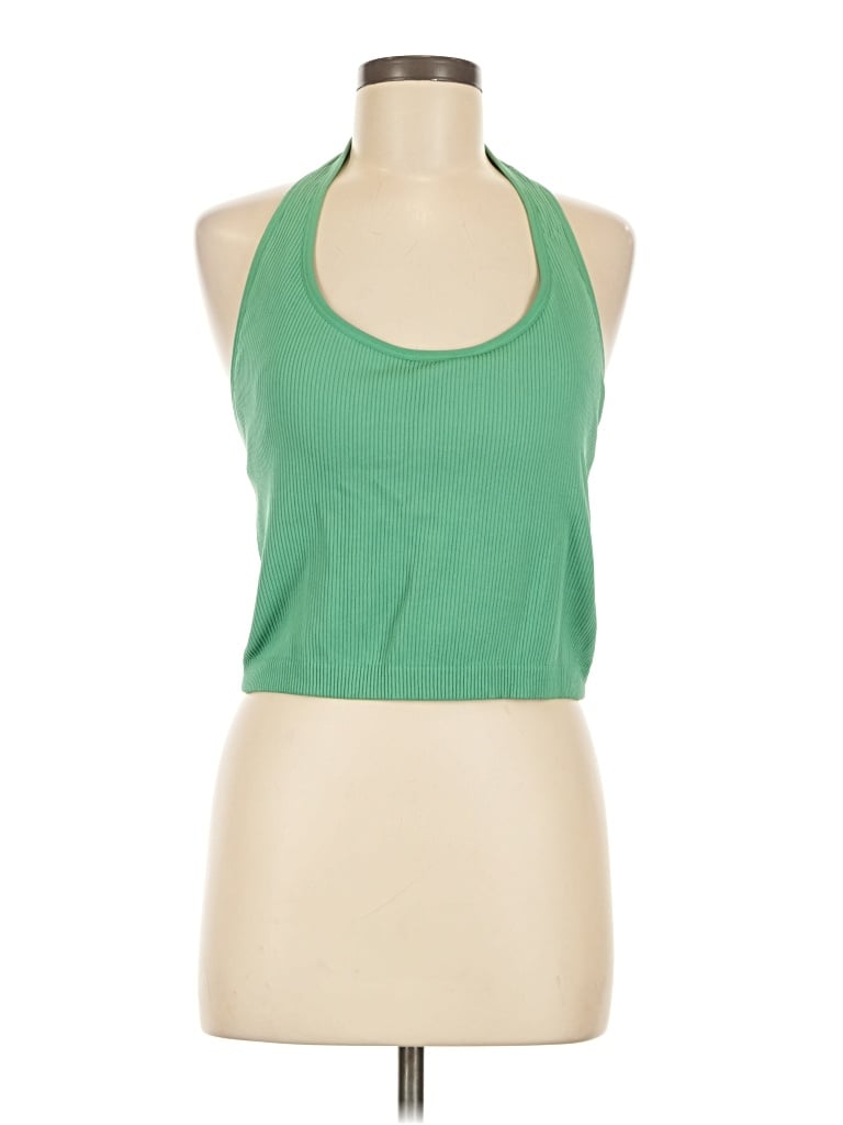 Pre-owned Danskin Tank Top Green Halter Neckline Tops