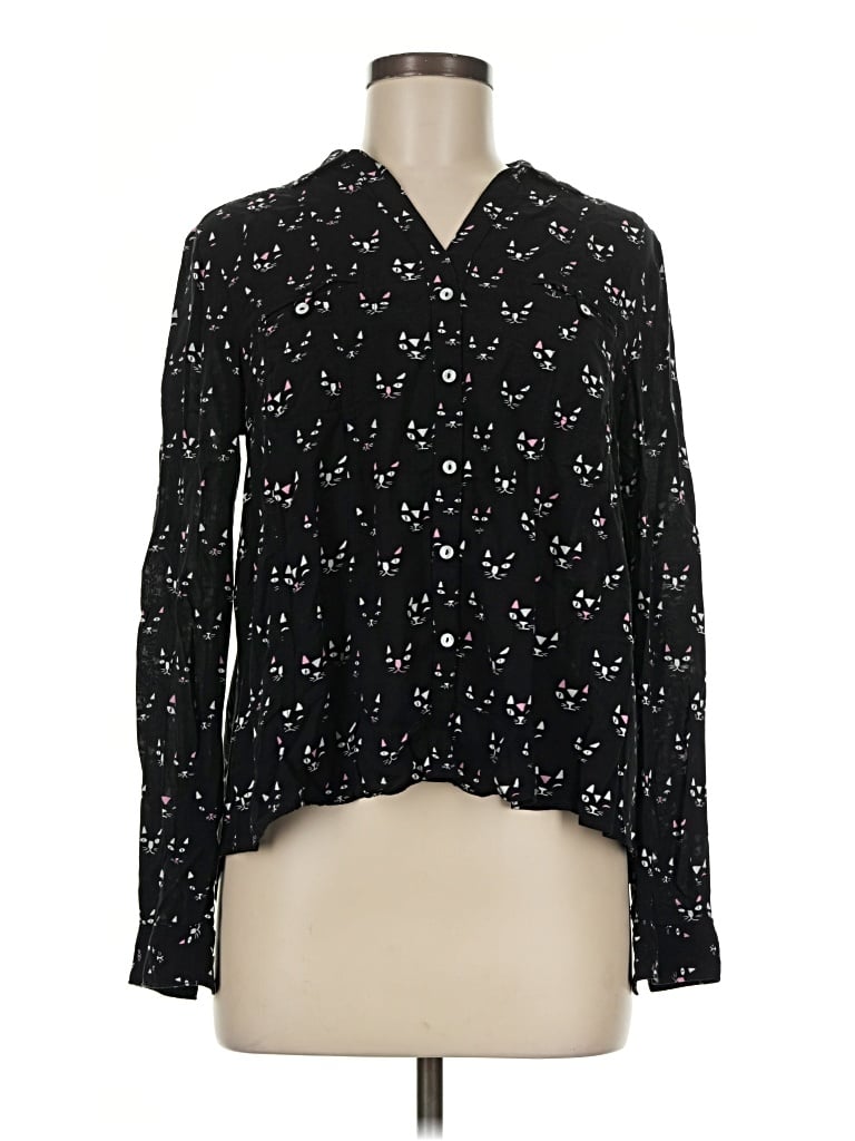 Pre-owned Maeve Long Sleeve Blouse In Black