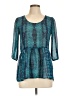 Freebird 100% Polyester Teal 3/4 Sleeve Top Size L (estimated) - photo 1