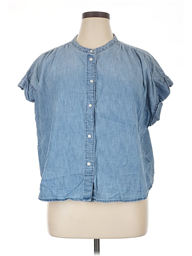 Pre-owned Gap Short Sleeve Blouse In Blue