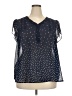 Fun2Fun 100% Polyester Stars Blue Short Sleeve Blouse Size XXL - photo 1