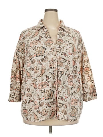 Basic Editions 3/4 Sleeve Button-Down Shirt (view 1)