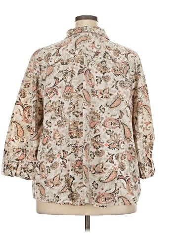 Basic Editions 3/4 Sleeve Button-Down Shirt (view 2)