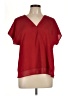 DKNY 100% Polyester Red Short Sleeve Blouse Size L - photo 1
