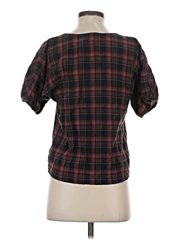 Madewell Gathered V-Neck Top in Plaid (view 2)