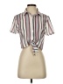Charlotte Russe 100% Polyester Stripes Ivory Short Sleeve Blouse Size XS - photo 1