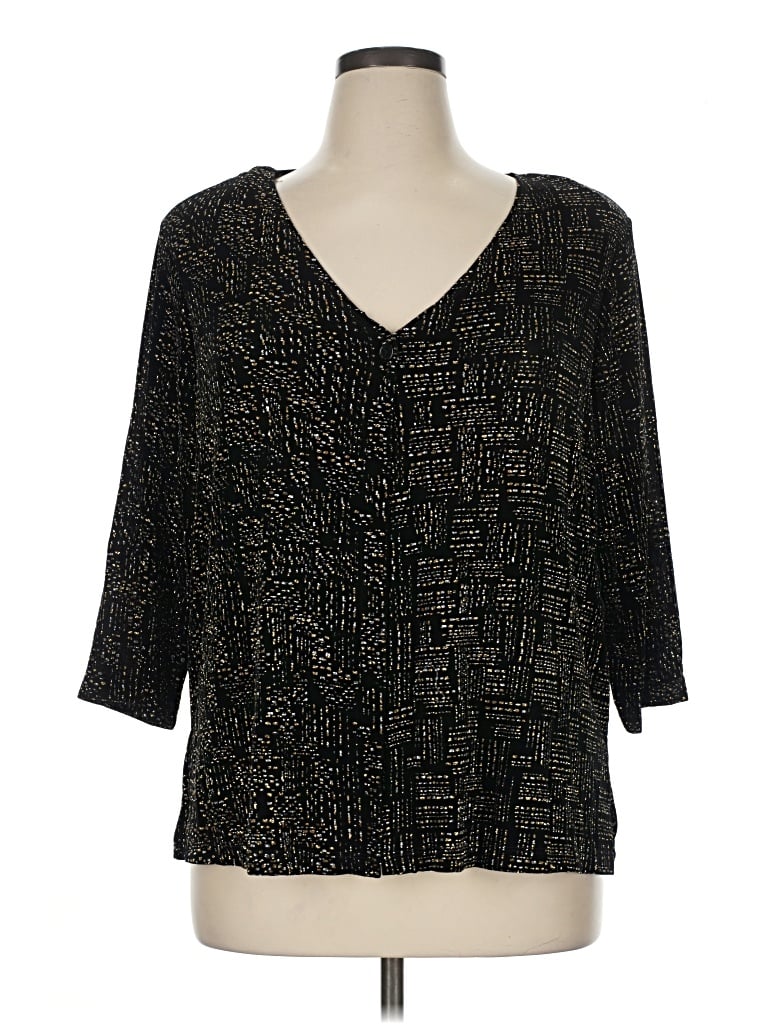Pre-owned Dressbarn 3/4 Sleeve Blouse In Black