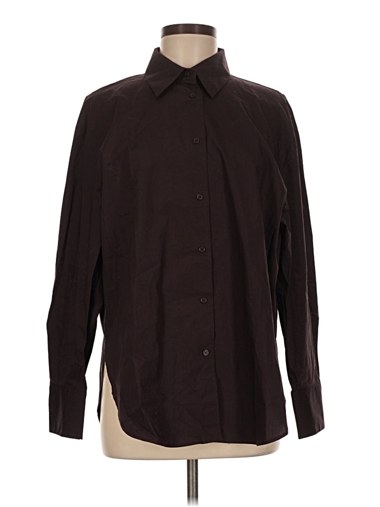 Pre-owned Mng Long Sleeve Button Down Shirt In Brown