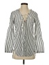 Billabong 100% Cotton Stripes Silver Long Sleeve Blouse Size S - photo 1