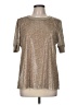 Lafayette 148 New York 100% Polyester Metallic Silver Short Sleeve Blouse Size M - photo 1