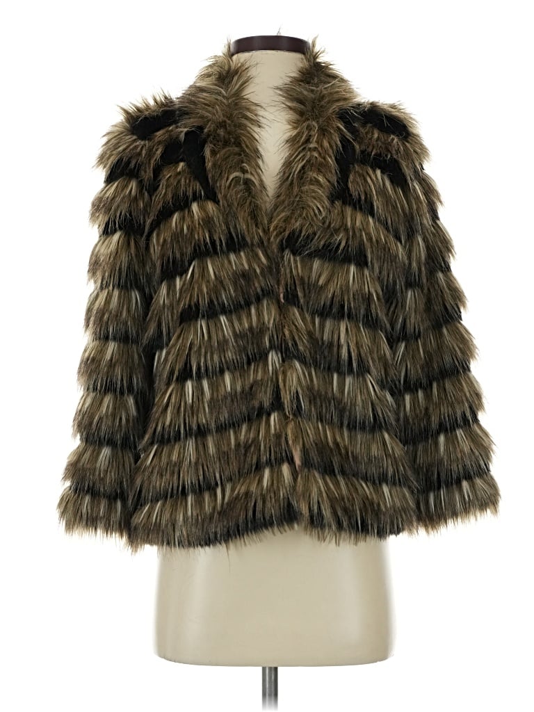Pre-owned Heartloom Faux Fur Jacket In Gold