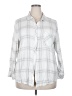 Well Worn 100% Viscose Plaid Silver 3/4 Sleeve Button-Down Shirt Size XXL - photo 1