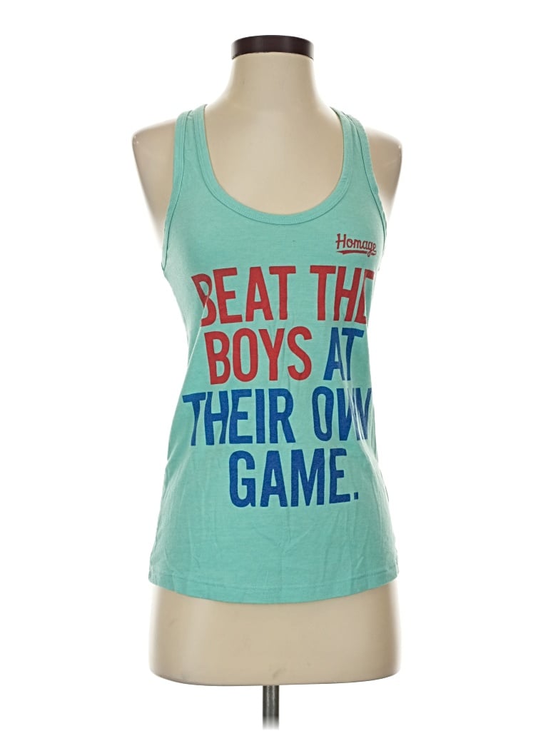 Pre-owned Homage Tank Top Teal Halter Neckline Tops