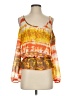 Dots 100% Polyester Orange Long Sleeve Blouse Size S - photo 1