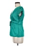 Monsoon 100% Cotton Teal Short Sleeve Blouse Size 6 - photo 5