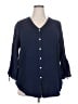 Foxcroft 100% Cotton Blue 3/4 Sleeve Blouse Size 18 - photo 1