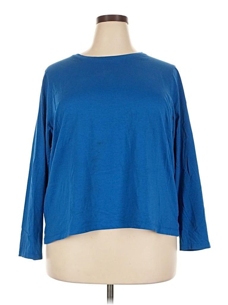 Pre-owned Lands' End 3/4 Sleeve T-shirt In Blue