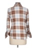 No Comment Plaid Brown 3/4 Sleeve Blouse Size L - photo 2