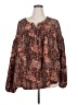 Cotton Bleu 100% Polyester Paisley Brown Long Sleeve Blouse Size 3X - photo 1