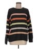 Peace Love World 100% Cotton Stripes Black Pullover Sweater Size M - photo 1