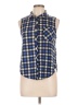 Eye Candy 100% Polyester Plaid Blue Sleeveless Blouse Size L - photo 1