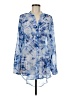 Calvin Klein 100% Polyester Tie-dye Blue Long Sleeve Blouse Size M - photo 1