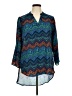 Cato 100% Polyester Chevron-herringbone Blue 3/4 Sleeve Blouse Size XL - photo 1