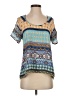 Lily White 100% Polyester Blue Short Sleeve Blouse Size S - photo 1