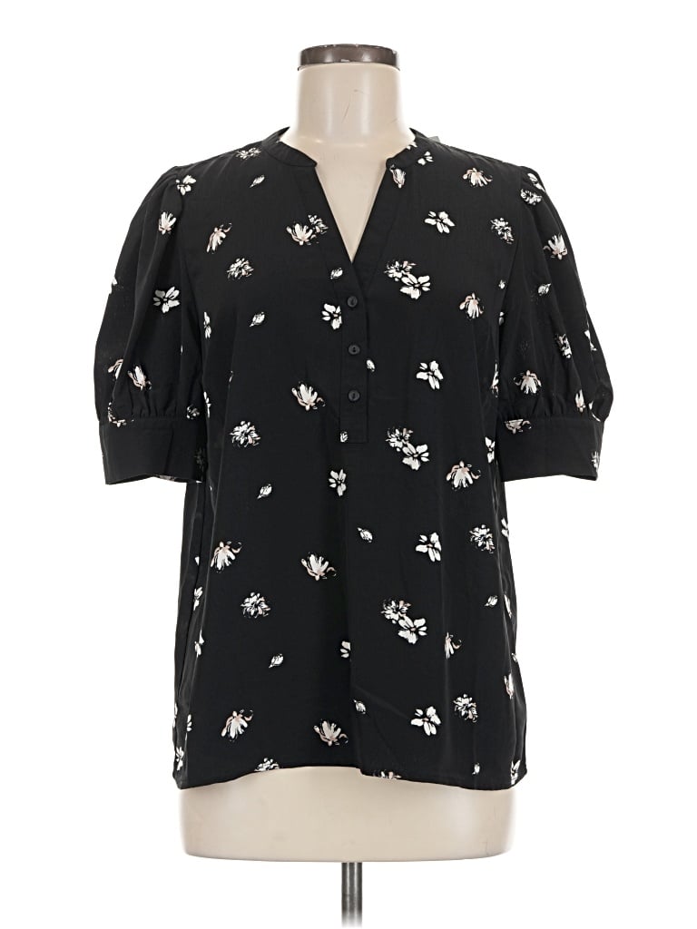 Pre-owned Gibson Look Short Sleeve Blouse In Black