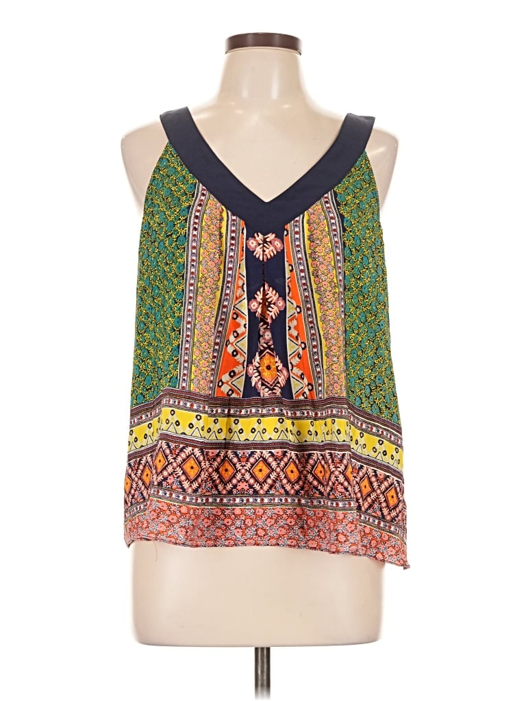 Pre-owned Maeve Sleeveless Silk Top Green Halter Neckline Tops